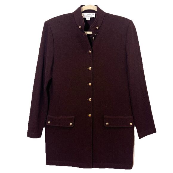 St John Santana Knit Jacket Size 6 Brown Mid Length Preppy Old Money - Picture 1 of 9